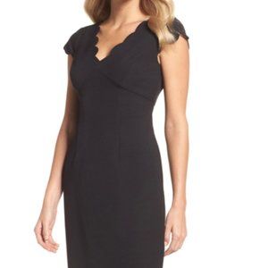 Adrianna Papell Scalloped Crepe Sheath Dress